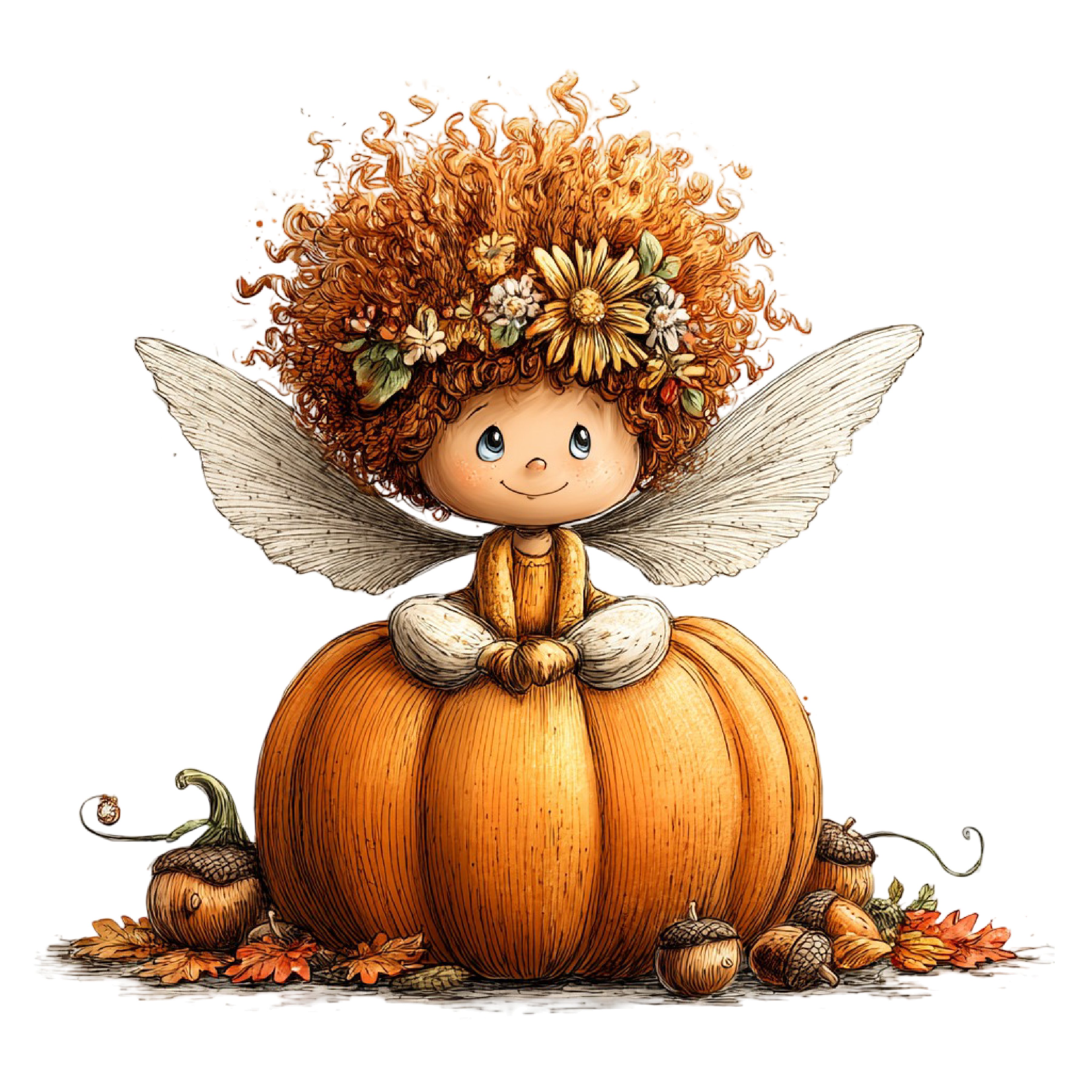 33 Autumn Forest Fairy Girl PNG Clipart Bundle