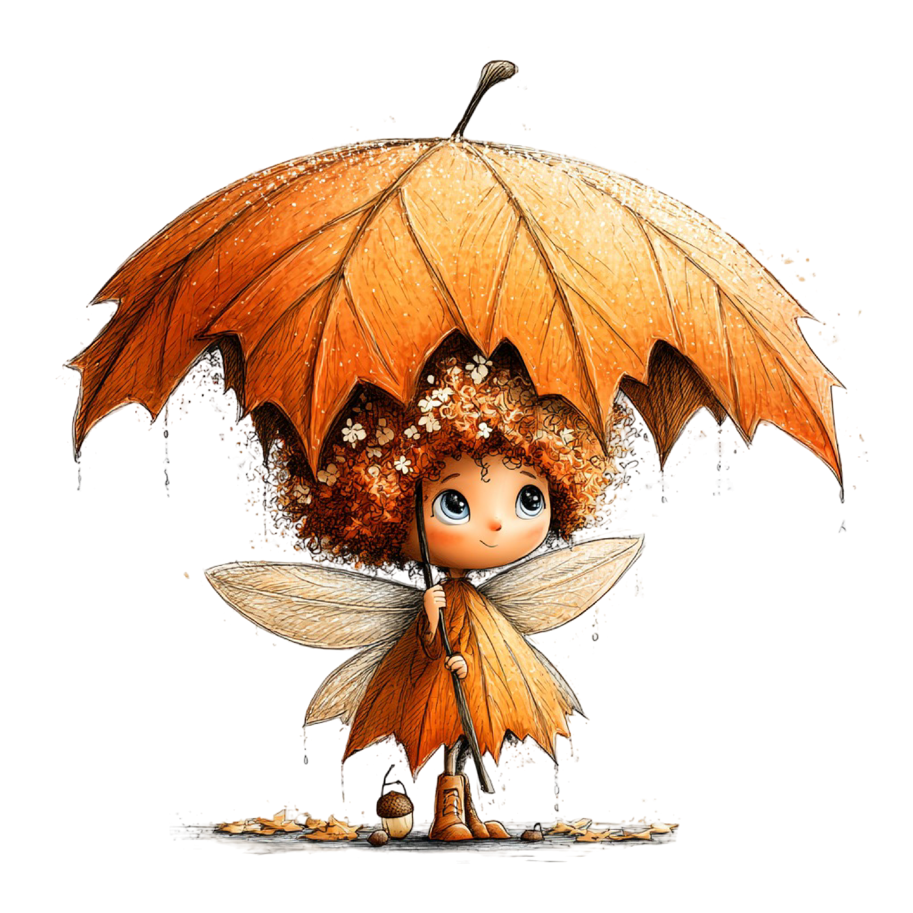 33 Autumn Forest Fairy Girl PNG Clipart Bundle