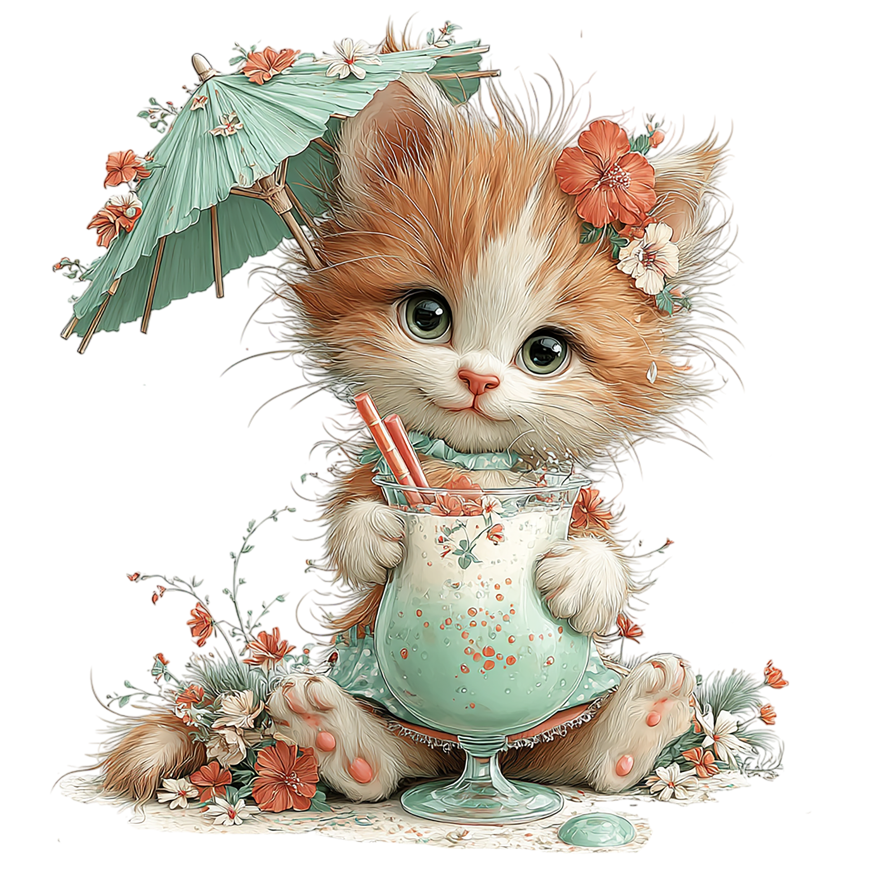 16 Cute Halloween Mummy Cat Clipart PNG Bundle