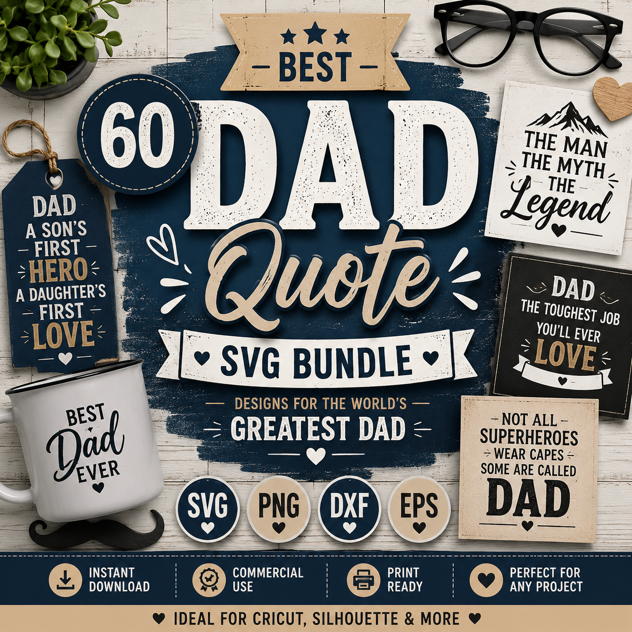 60 Best Dad Quote SVG Bundle