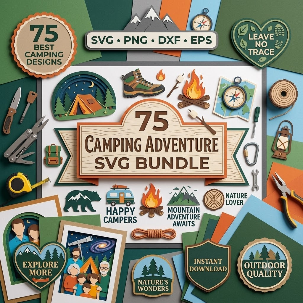 75 Camping Adventure SVG Bundle