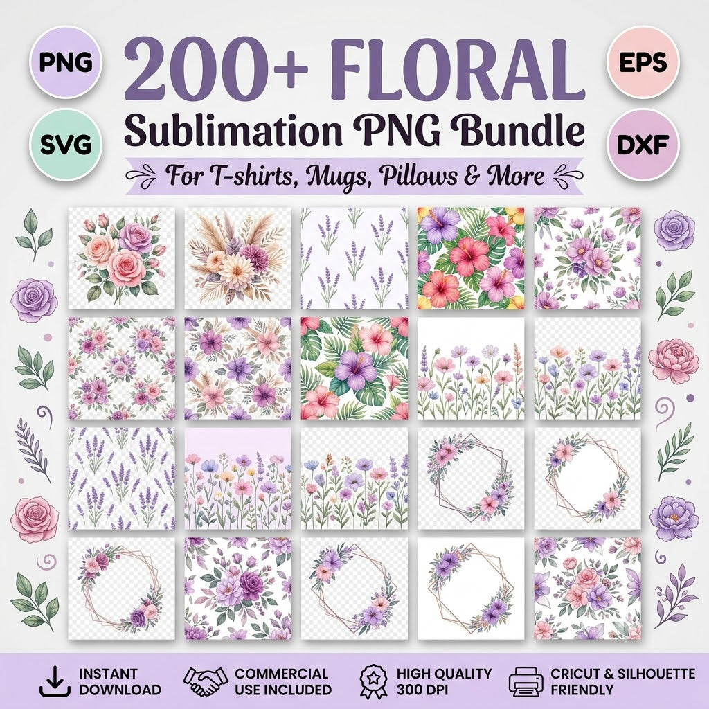 200 Wild Flowers Clipart Huge Bundle | Watercolor Floral PNG Bundle | Transparent PNG Flowers | Botanical Clipart | Instant Download Floral Sublimation PNG Bundle