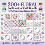 200 Wild Flowers Clipart Huge Bundle | Watercolor Floral PNG Bundle | Transparent PNG Flowers | Botanical Clipart | Instant Download Floral Sublimation PNG Bundle