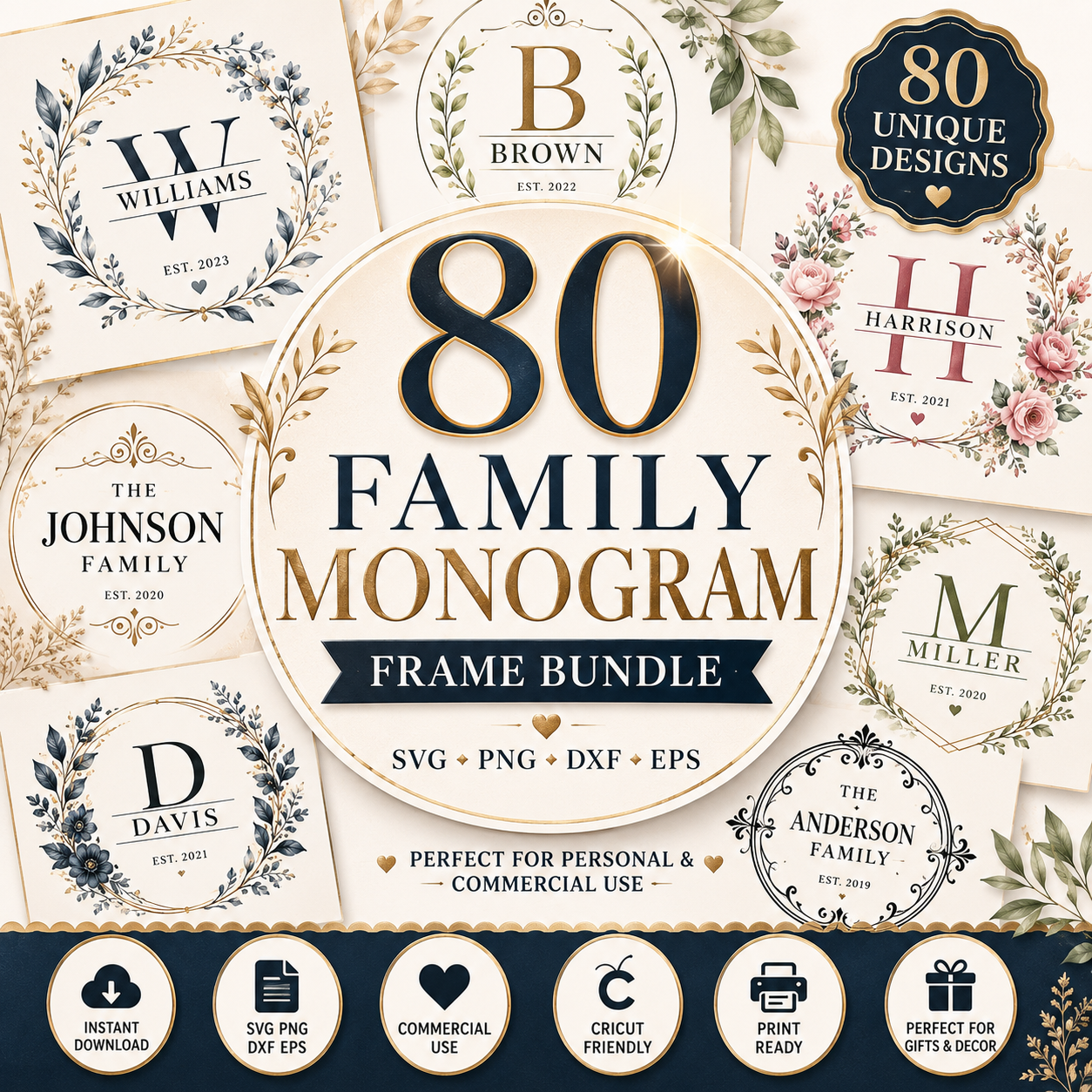 80 Family Monogram Frame Bundle