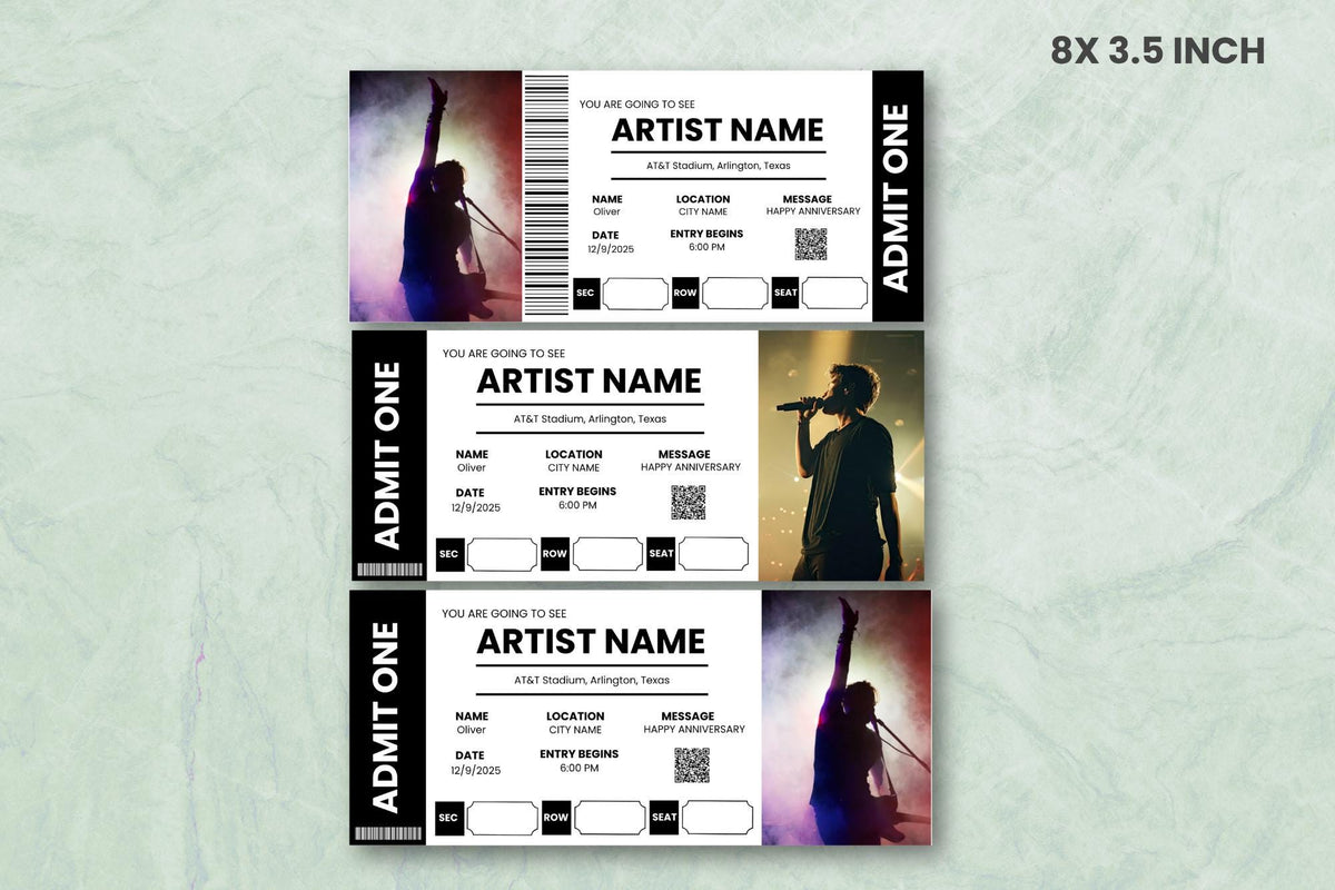 Editable Concert Ticket Template | Music Gift Voucher | Surprise Event Pass | Canva Printable PDF
