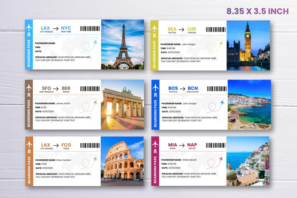 Editable Boarding Pass Template • Surprise Vacation Reveal (Digital Download)