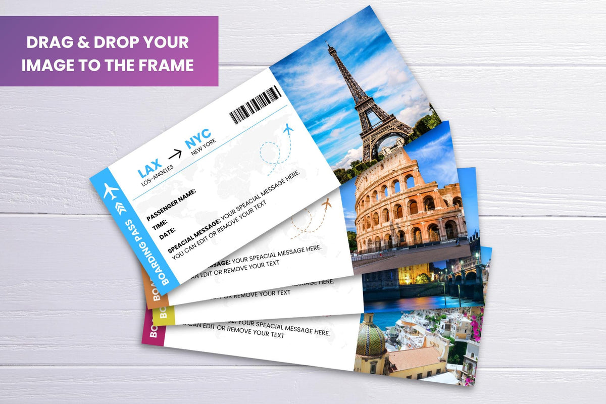 Editable Boarding Pass Template • Surprise Vacation Reveal (Digital Download)