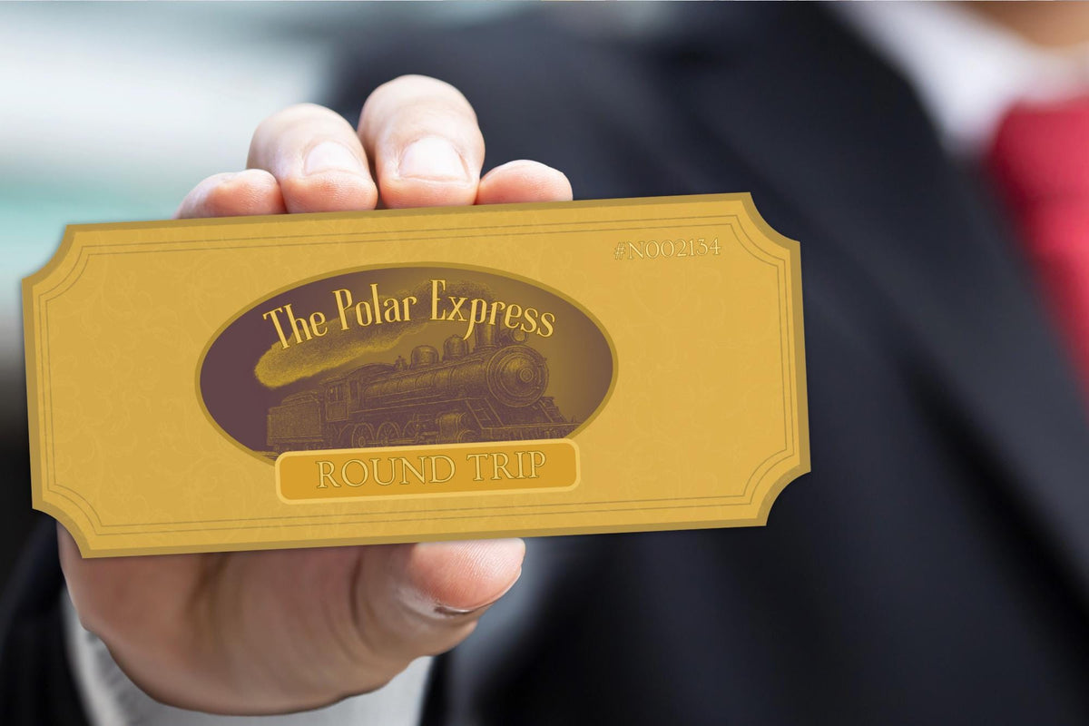 Editable Christmas Train Ticket & Letter, Golden Surprise (Canva, PDF)
