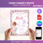 Pink Princess Birthday Invitation, Editable Fairy Party Invite (5x7 Digital Download)