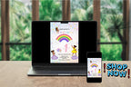 Rainbow First Birthday Invitation, Girl Party, Canva Editable (5x7 Printable Card)