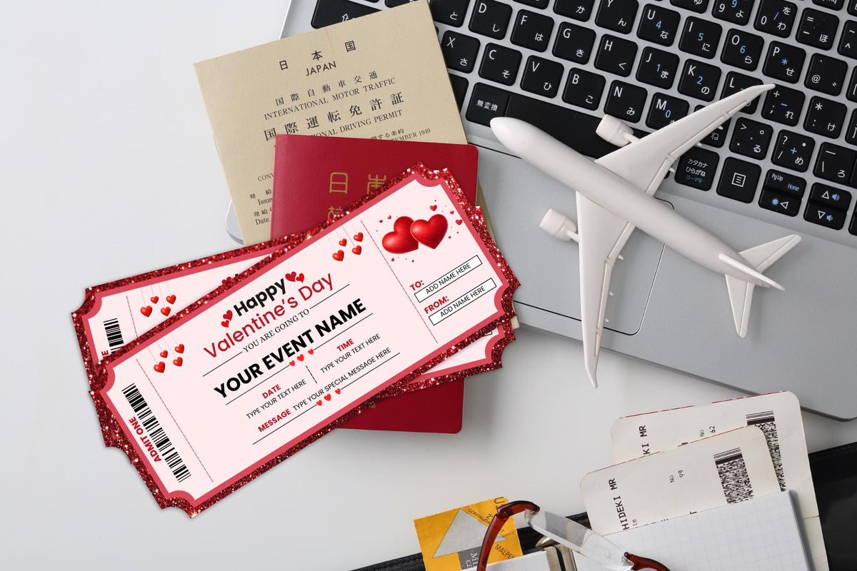 Valentine's Day Surprise Ticket Template, Editable Canva Invite (Digital Download)