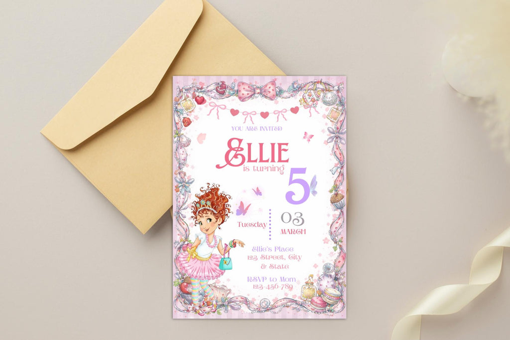 Pink Princess Birthday Invitation, Editable Fairy Party Invite (5x7 Digital Download)