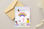 Rainbow First Birthday Invitation, Girl Party, Canva Editable (5x7 Printable Card)