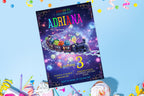 Space Train Birthday Invitation, Galaxy Party, Editable Canva Template (Digital Download 5x7 PDF PNG