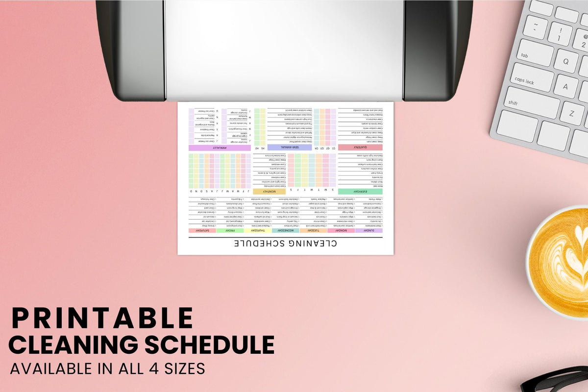 Cleaning Schedule Planner, Daily Weekly Monthly, Blank Pre-Filled (Digital Download)