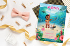 Tropical Baby Girl Birthday Invitation, Hawaiian Luau Party Invite (Editable Canva Template)