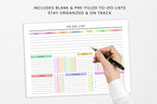 To-Do List Printable Planner, ADHD Task Tracker, Colorful PDF Checklist Daily Weekly Monthly Annual