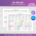 To-Do List Printable Planner, ADHD Task Tracker, Colorful PDF Checklist Daily Weekly Monthly Annual