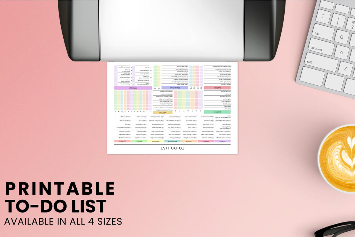 To-Do List Printable Planner, ADHD Task Tracker, Colorful PDF Checklist Daily Weekly Monthly Annual
