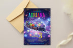 Space Train Birthday Invitation, Galaxy Party, Editable Canva Template (Digital Download 5x7 PDF PNG