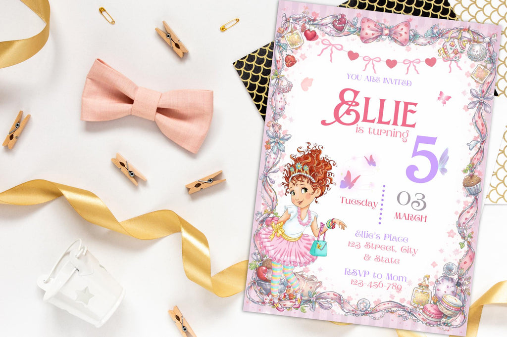 Pink Princess Birthday Invitation, Editable Fairy Party Invite (5x7 Digital Download)