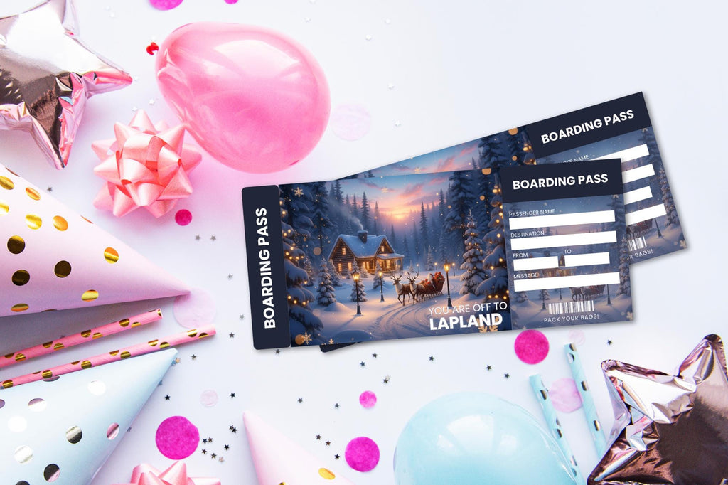 Editable Lapland Trip Ticket Template, Christmas Vacation Reveal (Digital Download)