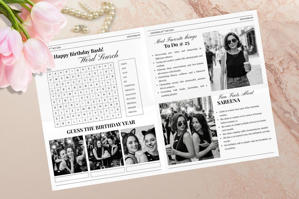 Editable Birthday Newspaper Poster, Custom Party Template (Digital Download)