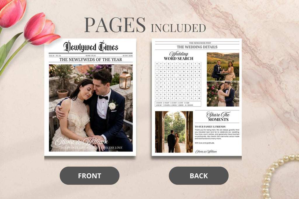 Wedding Newspaper Program, Editable Canva Template, Custom Poster (Digital Download)