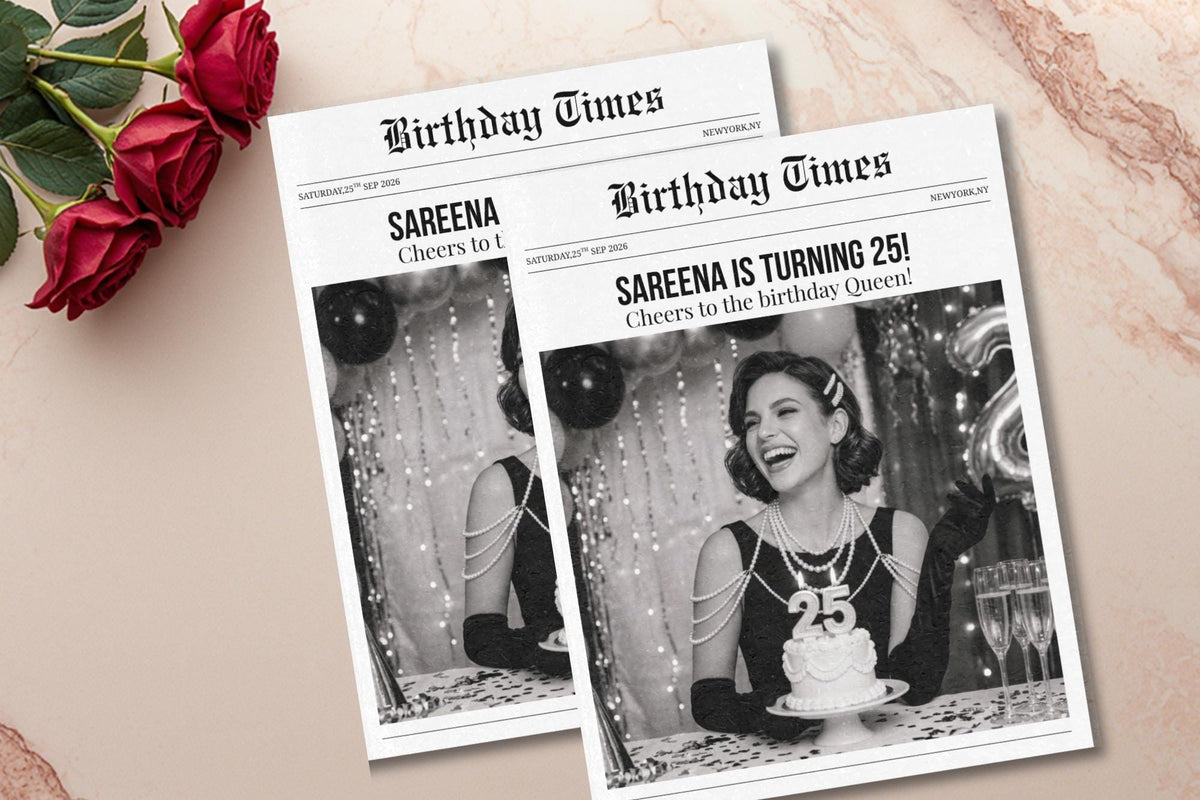 Editable Birthday Newspaper Poster, Custom Party Template (Digital Download)
