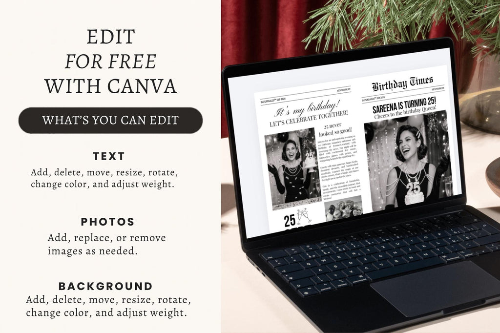 Editable Birthday Newspaper Poster, Custom Party Template (Digital Download)