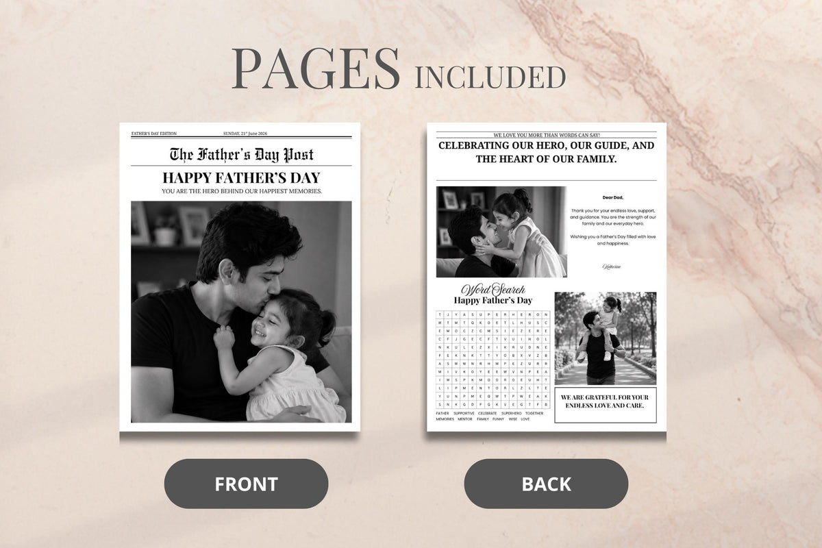 Editable Father's Day Newspaper Template, Personalized Dad Gift (Digital Download)