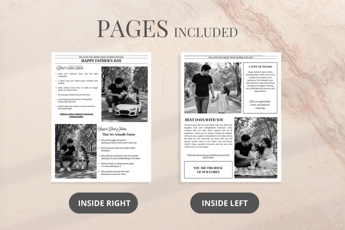 Editable Father's Day Newspaper Template, Personalized Dad Gift (Digital Download)