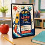 Editable Back to School Invitation, Pencil Rocket Blast-Off Party Template (5x7)