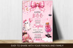 Pink Halloween Baby Shower Invitation, Little Boo Girl Ghost Invite (5x7 Instant Download)