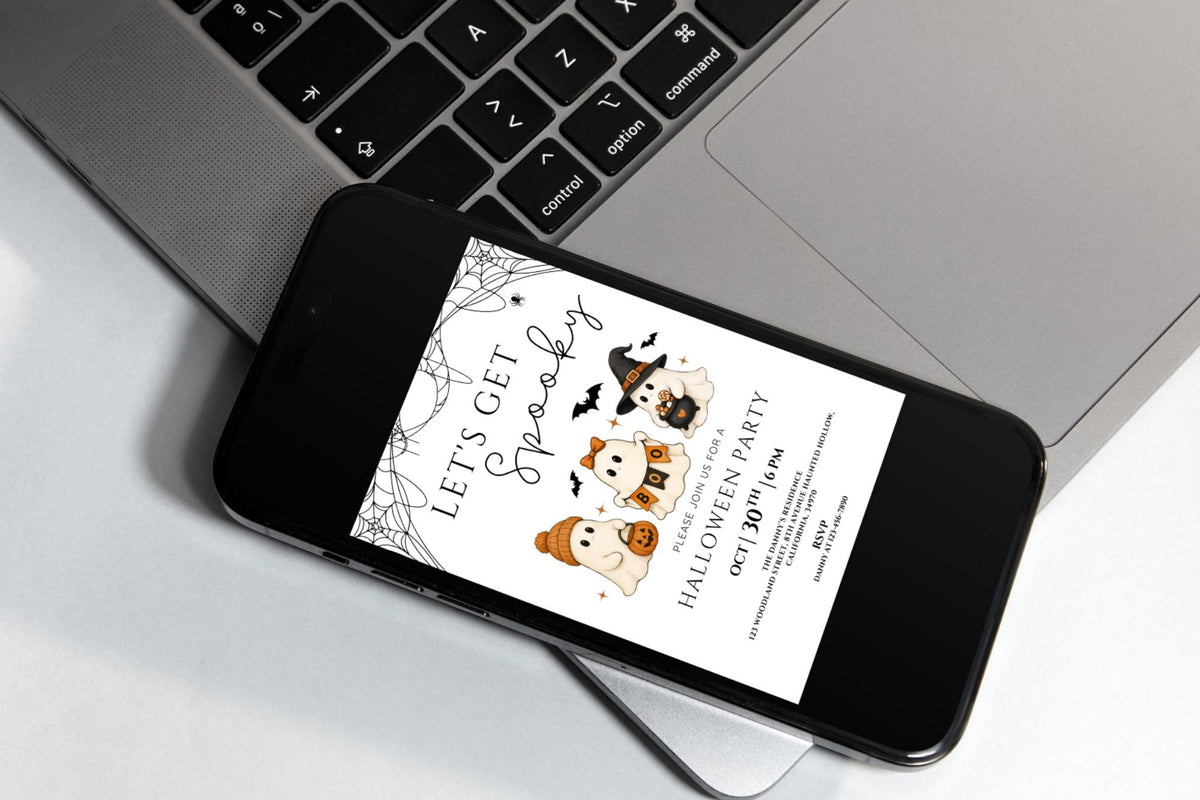 Editable Ghost Halloween Party Invitation, Kids Spooky Invite (5x7 Instant Download)