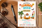 Summerween Party Invitation, Editable Tropical Halloween Pool Invite (Digital Download)
