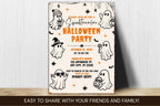 Retro Ghost Halloween Party Invitation, Editable Canva Template (5x7 Inch)