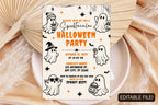 Retro Ghost Halloween Party Invitation, Editable Canva Template (5x7 Inch)