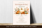 Thanksgiving Dinner Invitation, Watercolor Pumpkin Fall Party, Friendsgiving Potluck (Digital Download)