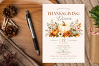 Thanksgiving Dinner Invitation, Watercolor Pumpkin Fall Party, Friendsgiving Potluck (Digital Download)