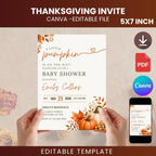 Little Pumpkin Baby Shower Invitation | Fall Autumn Theme (Digital Download)