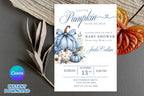 Blue Pumpkin Baby Shower Invitation, Fall Baby Boy Template (Digital Download)