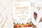 Editable Thanksgiving Dinner Invitation Template, Watercolor Pumpkins, Fall Party (Digital Download)