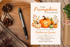Little Pumpkin Baby Shower Invitation Template, Watercolor Fall Theme (Canva Editable)