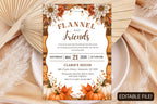 Flannel and Friends Fall Invitation Template, Autumn Potluck, Thanksgiving (Digital Download)