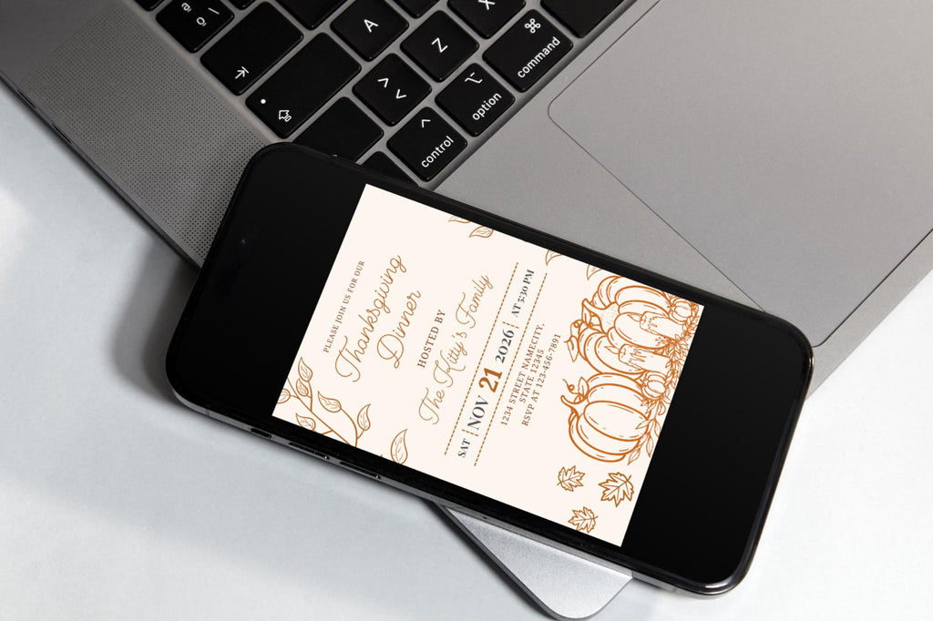 Editable Thanksgiving Dinner Invitation Template, Pumpkin Fall Party Invite (Digital Download)