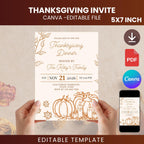 Editable Thanksgiving Dinner Invitation Template, Pumpkin Fall Party Invite (Digital Download)
