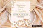 Editable Thanksgiving Dinner Invitation Template, Pumpkin Fall Party Invite (Digital Download)