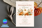 Thanksgiving Dinner Invitation, Watercolor Pumpkin Fall Party, Friendsgiving Potluck (Digital Download)