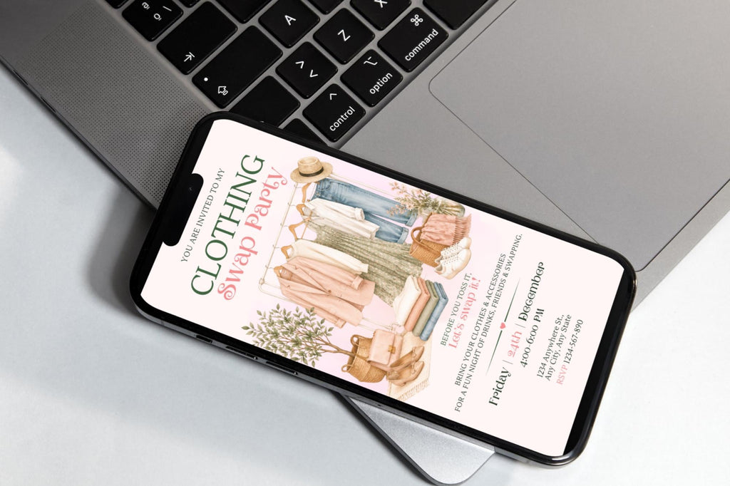Editable Canva Clothing Swap Party Invitation, Fashion Exchange Invite (Digital Download)